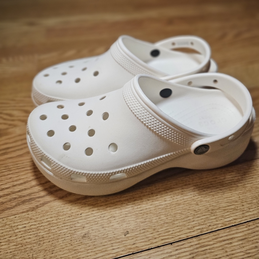 Platform Crocs, women's size 9, white